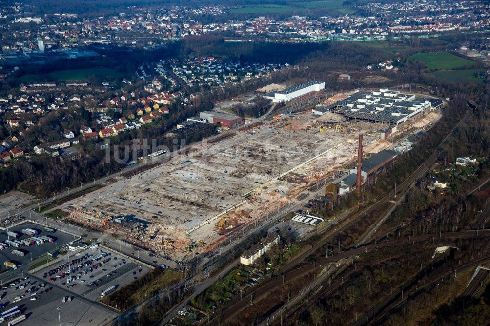 Bochum von oben - Baustelle zum Neubau des Warenverteilzentrums Warehouse auf dem Gelände des ehemaligen Opel Werkes II im Osten von Bochum im Bundesland Nordrhein-Westfalen