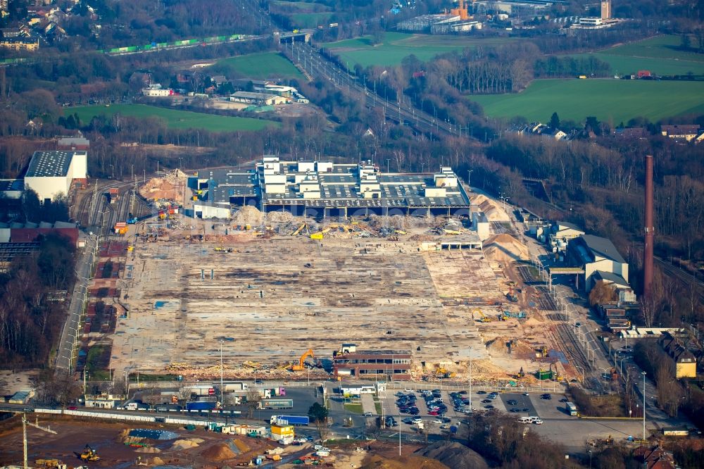 Bochum von oben - Baustelle zum Neubau des Warenverteilzentrums Warehouse auf dem Gelände des ehemaligen Opel Werkes II im Osten von Bochum im Bundesland Nordrhein-Westfalen