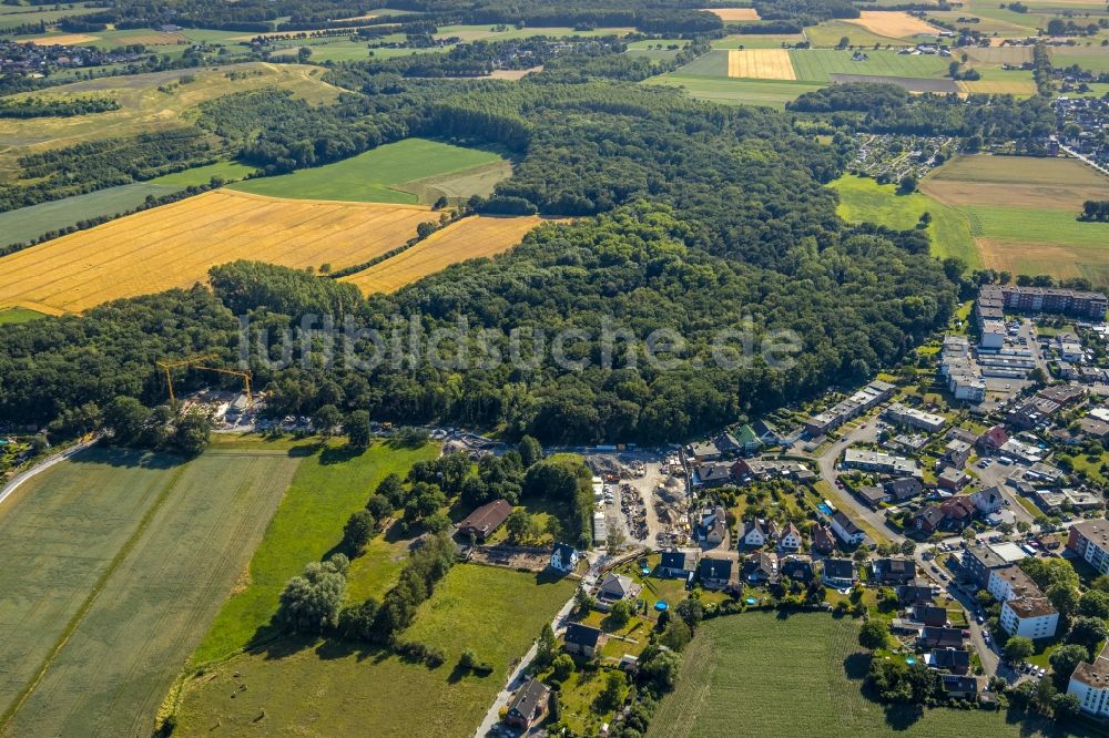 Luftaufnahme Hamm - Baustelle zum Neubau eines Wasser- Pumpwerkes am Bocksheideweg - Hoppeistraße im Ortsteil Heidhof in Hamm im Bundesland Nordrhein-Westfalen, Deutschland