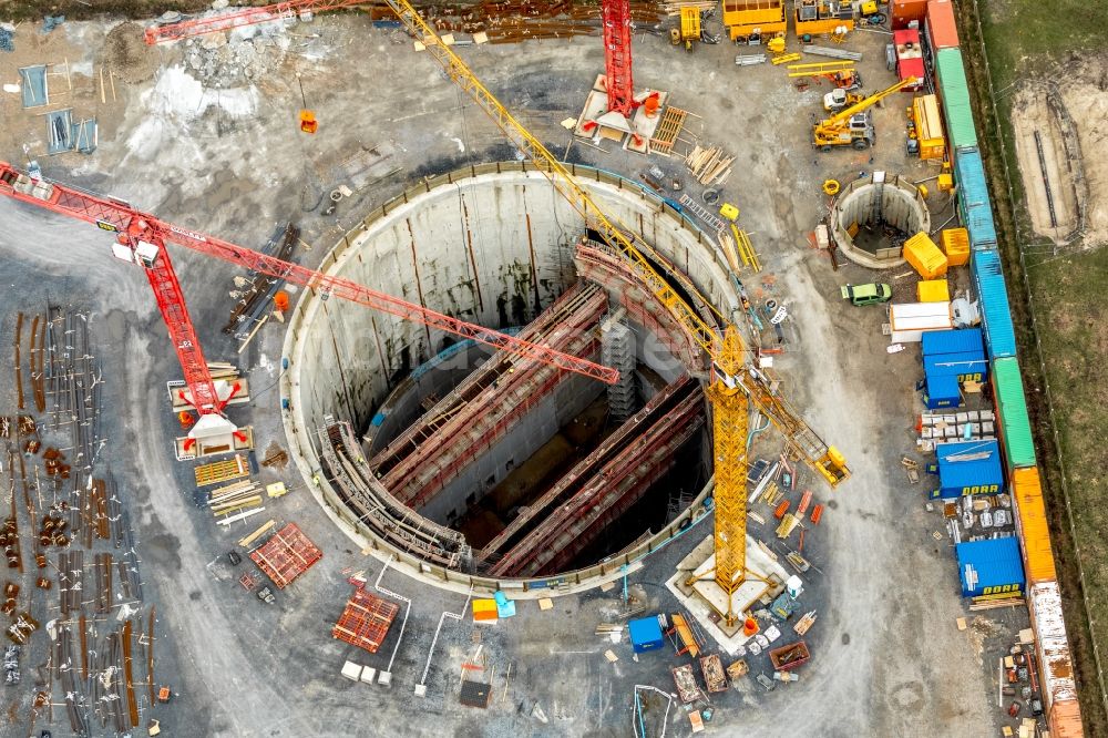 Oberhausen aus der Vogelperspektive: Baustelle zum Neubau eines Wasser- Pumpwerkes in Oberhausen im Bundesland Nordrhein-Westfalen, Deutschland