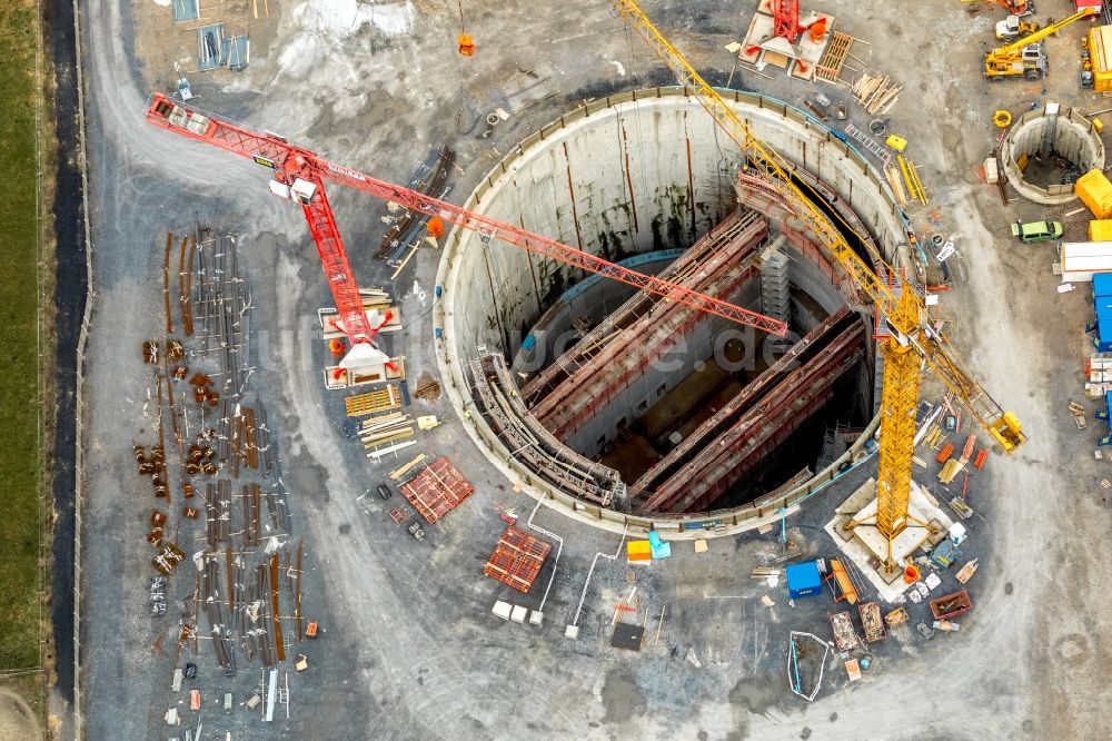 Luftbild Oberhausen - Baustelle zum Neubau eines Wasser- Pumpwerkes in Oberhausen im Bundesland Nordrhein-Westfalen, Deutschland