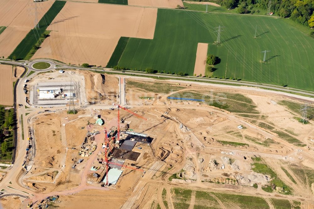 Luftbild Rust - Baustelle zum Neubau WASSERPARK der Freizeiteinrichtung Europa-Park in Rust im Bundesland Baden-Württemberg