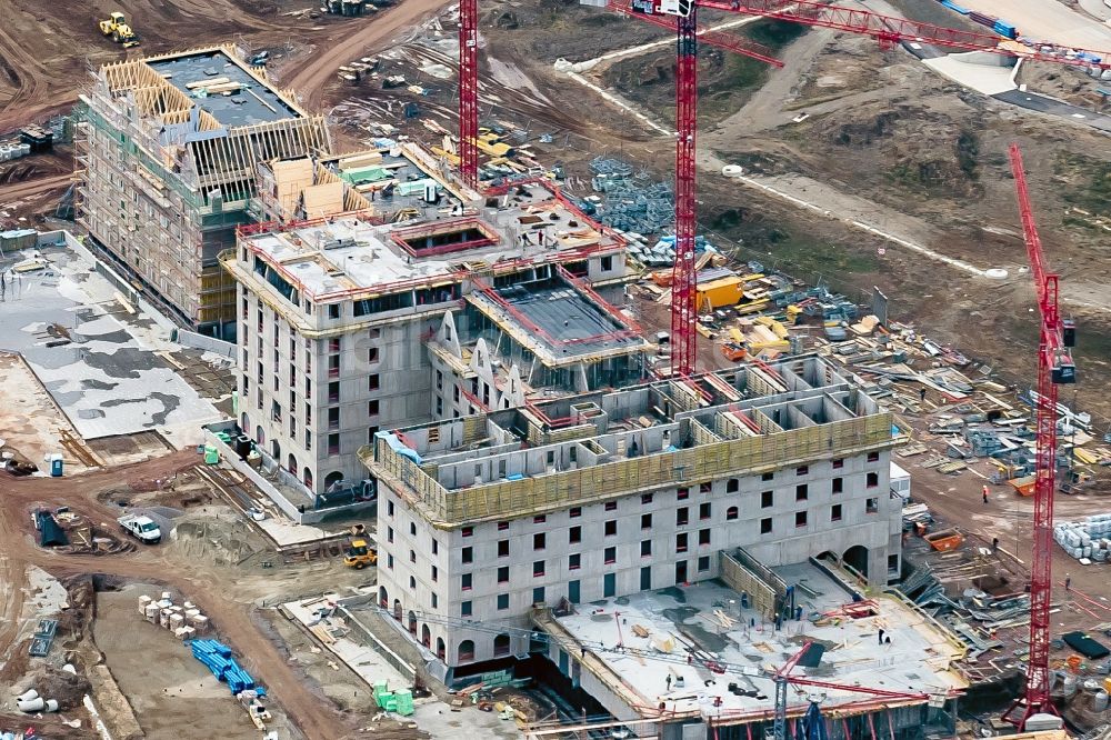 Luftaufnahme Rust - Baustelle zum Neubau WASSERPARK der Freizeiteinrichtung Europa-Park in Rust im Bundesland Baden-Württemberg