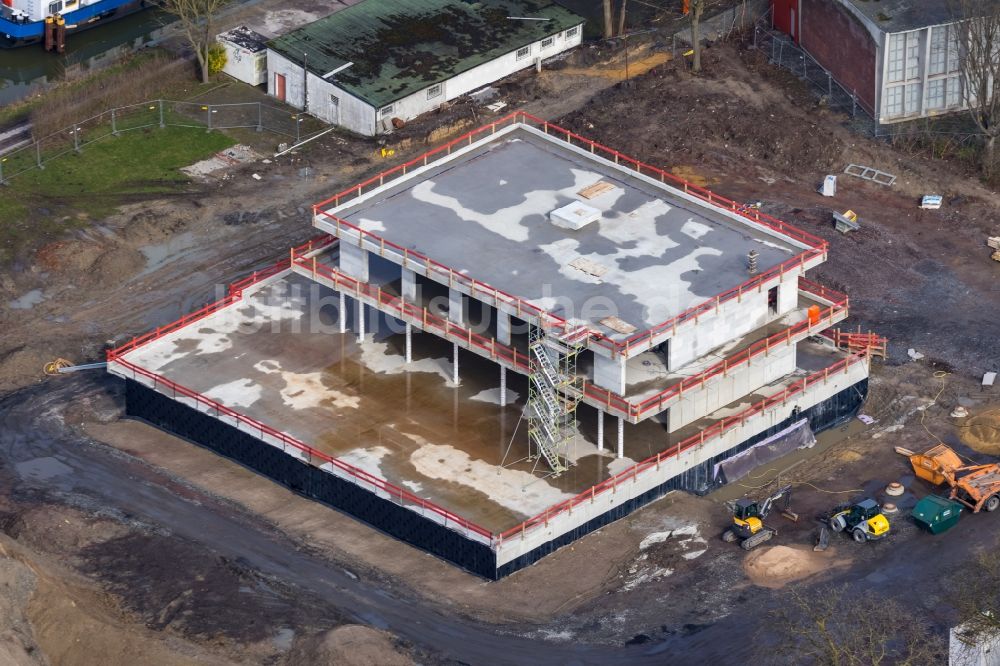 Luftaufnahme Hamm - Baustelle zum Neubau eines Wassersportzentrums an der Adenauerallee im Ortsteil Heessen in Hamm im Bundesland Nordrhein-Westfalen, Deutschland