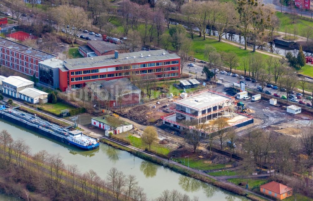 Luftaufnahme Hamm - Baustelle zum Neubau eines Wassersportzentrums an der Adenauerallee im Ortsteil Heessen in Hamm im Bundesland Nordrhein-Westfalen, Deutschland