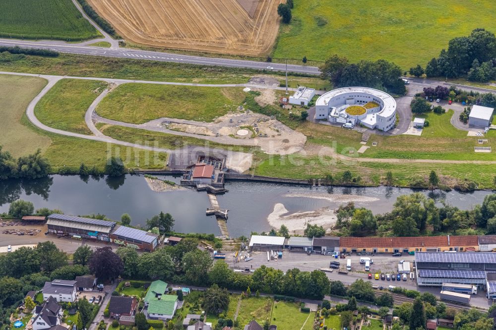 Menden (Sauerland) von oben - Baustelle zum Neubau des Wasserwerks Halingen zur Trinkwasser- Aufbereitung an der Provinzialstraße in Menden (Sauerland) im Bundesland Nordrhein-Westfalen, Deutschland