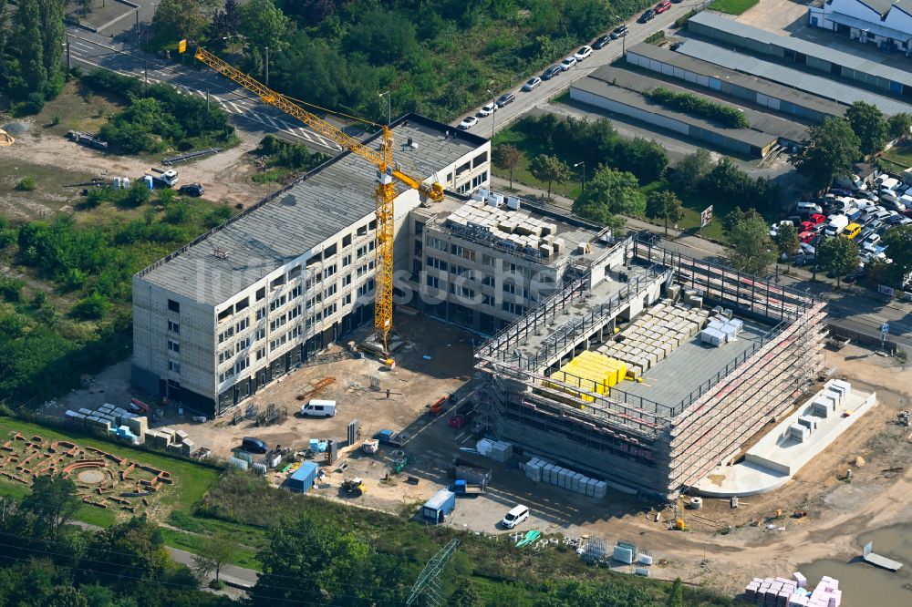 Luftaufnahme Dresden - Baustelle zum Neubau eines Weiterbildungs- und Bildungszentrums Beruflichen Schulzentrums (BSZ) für Wirtschaft Franz Ludwig Gehe in Dresden im Bundesland Sachsen, Deutschland