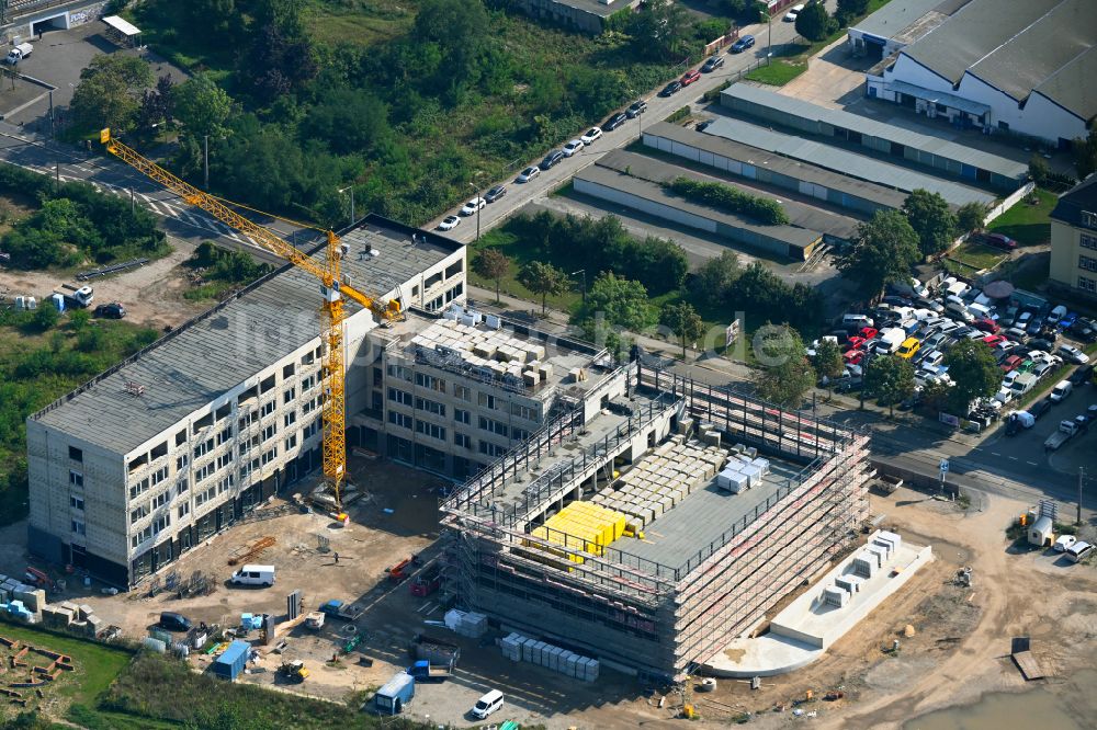 Dresden von oben - Baustelle zum Neubau eines Weiterbildungs- und Bildungszentrums Beruflichen Schulzentrums (BSZ) für Wirtschaft Franz Ludwig Gehe in Dresden im Bundesland Sachsen, Deutschland