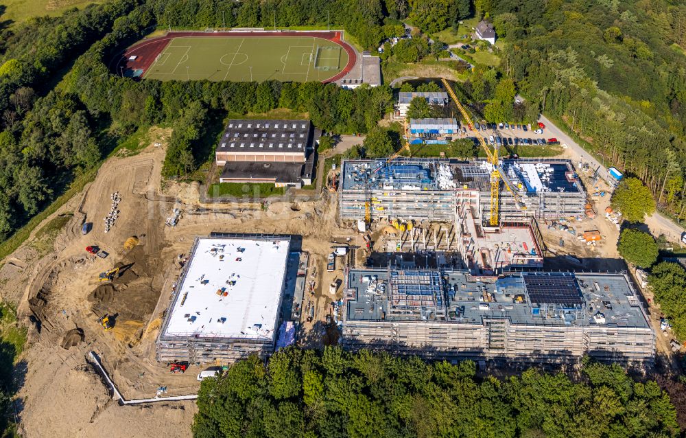 Velbert aus der Vogelperspektive: Baustelle zum Neubau eines Weiterbildungs- und Bildungszentrums in Velbert im Bundesland Nordrhein-Westfalen, Deutschland