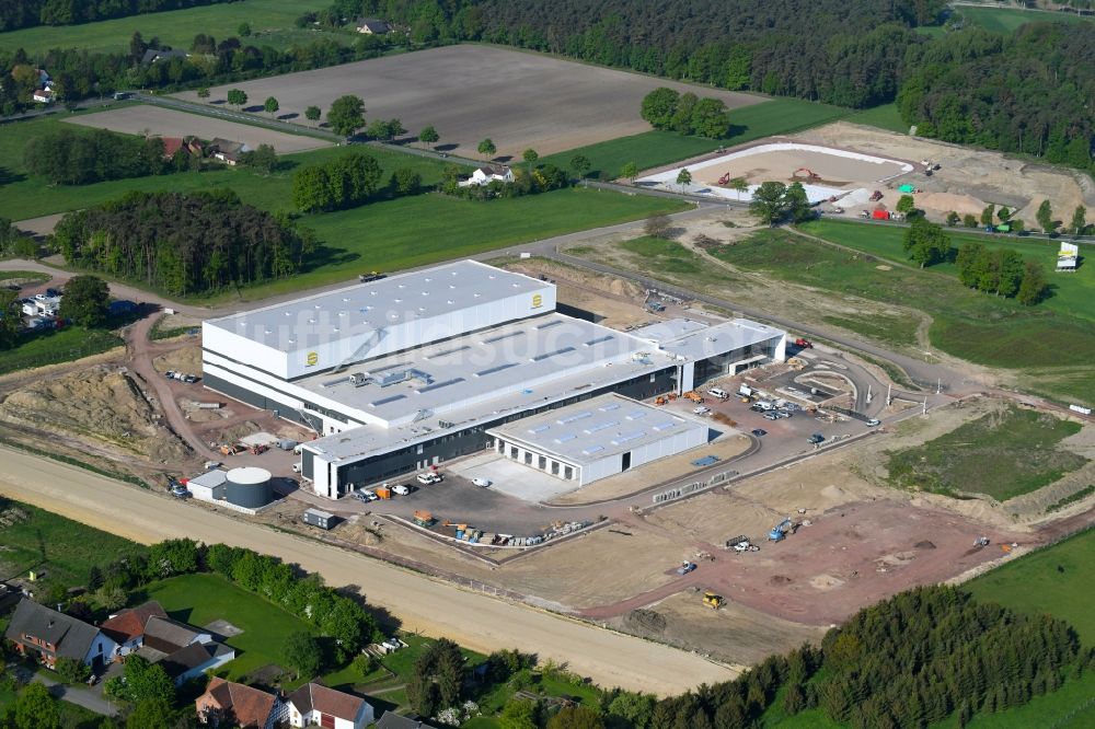 Espelkamp aus der Vogelperspektive: Baustelle zum Neubau eines Werks­ge­län­de der HARTING Deutschland GmbH & Co. KG in Espelkamp im Bundesland Nordrhein-Westfalen, Deutschland