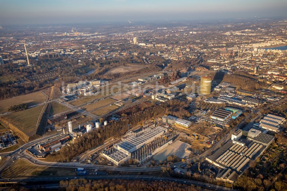 Luftaufnahme Dortmund - Baustelle zum Neubau „ WILO Campus Dortmund “ an der Nortkirchenstraße im Ortsteil Hörde in Dortmund im Bundesland Nordrhein-Westfalen, Deutschland