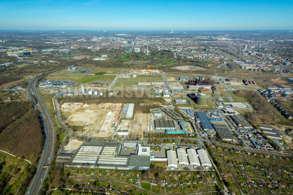 Dortmund von oben - Baustelle zum Neubau WILO Campus Dortmund im Ortsteil Hörde in Dortmund im Bundesland Nordrhein-Westfalen, Deutschland