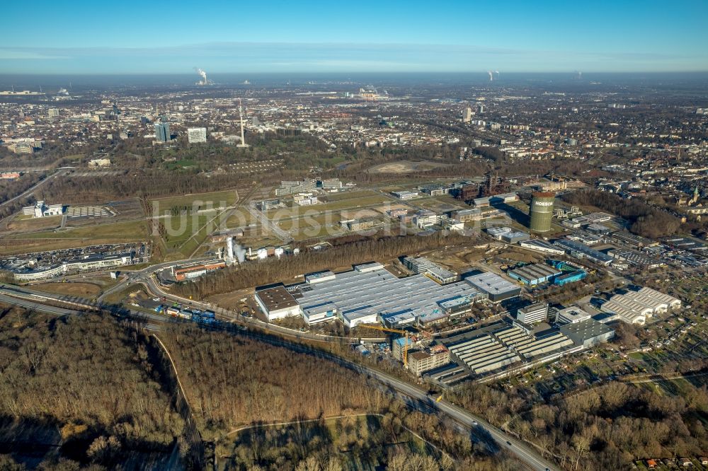 Luftaufnahme Dortmund - Baustelle zum Neubau „ WILO Campus Dortmund “ im Ortsteil Hörde in Dortmund im Bundesland Nordrhein-Westfalen, Deutschland