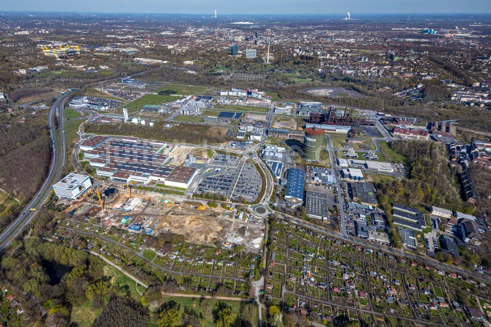 Dortmund aus der Vogelperspektive: Baustelle zum Neubau des „ WILO Campus Dortmund “ im Ortsteil Hörde in Dortmund im Bundesland Nordrhein-Westfalen, Deutschland