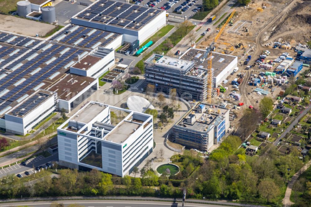 Dortmund von oben - Baustelle zum Neubau des WILO Campus Dortmund im Ortsteil Hörde in Dortmund im Bundesland Nordrhein-Westfalen, Deutschland