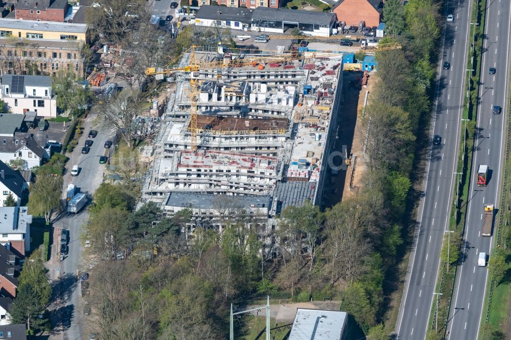 Luftaufnahme Hamburg - Baustelle zum Neubau eines Wohn- und Geschäftshaus- Ensembles an der Alten Sülldorfer Landstraße in Hamburg, Deutschland