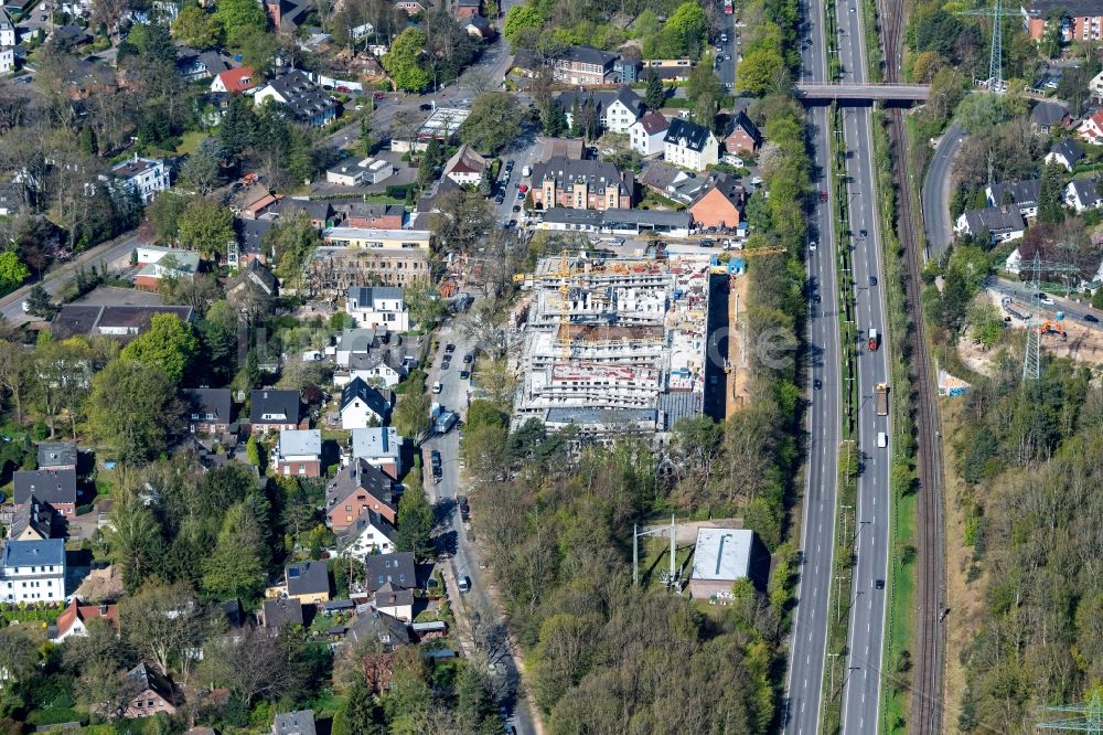 Hamburg von oben - Baustelle zum Neubau eines Wohn- und Geschäftshaus- Ensembles an der Alten Sülldorfer Landstraße in Hamburg, Deutschland