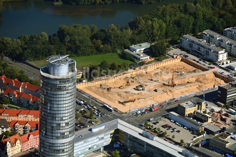 Luftaufnahme Nürnberg - Baustelle zum Neubau eines Wohn- und Geschäftshaus- Quartiers Seetor City Campus in Nürnberg im Bundesland Bayern, Deutschland