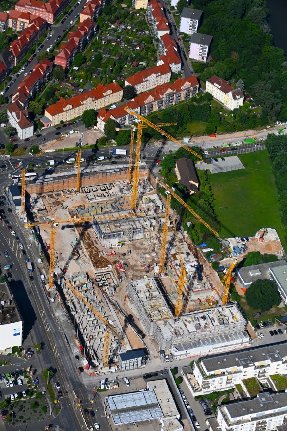 nürnberg von oben baustelle zum neubau eines wohn und geschäftshaus