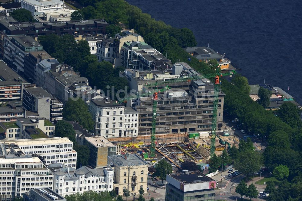 Hamburg Rotherbaum von oben - Baustelle zum Neubau des Wohn- und Geschäftshauses Alsterufer 1-3 in Hamburg - Rotherbaum