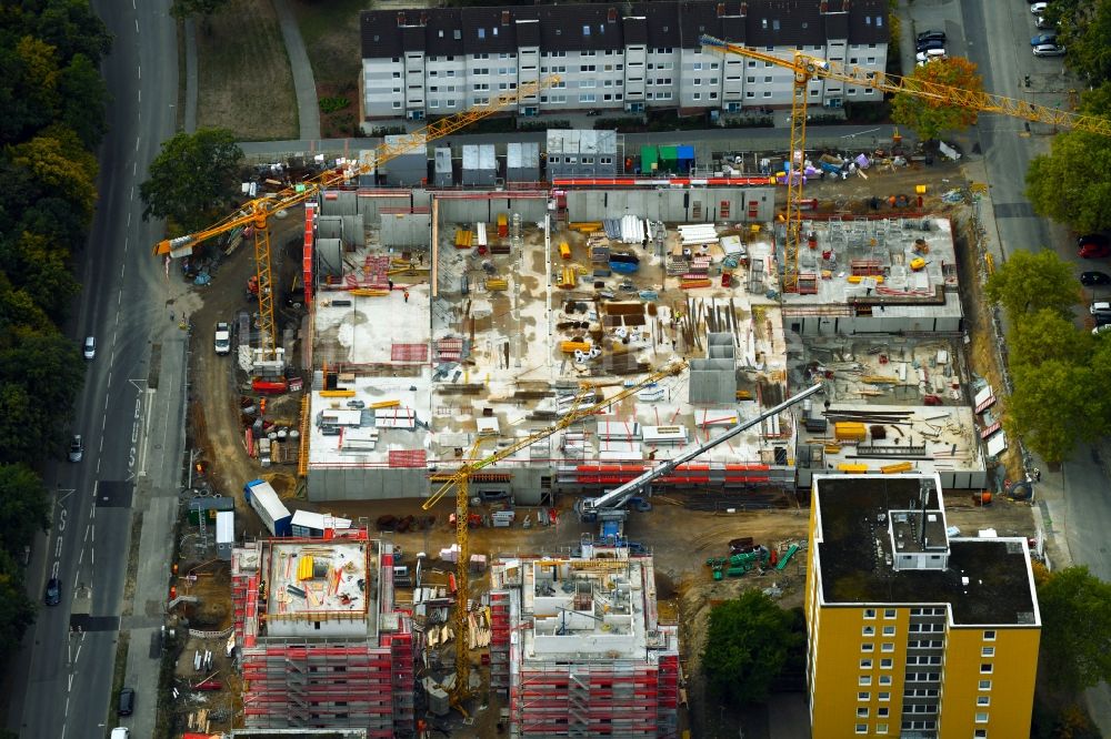 Luftbild Wolfsburg - Baustelle zum Neubau eines Wohn- und Geschäftshauses an der Breslauer Straße - Schlesierweg in Wolfsburg im Bundesland Niedersachsen, Deutschland