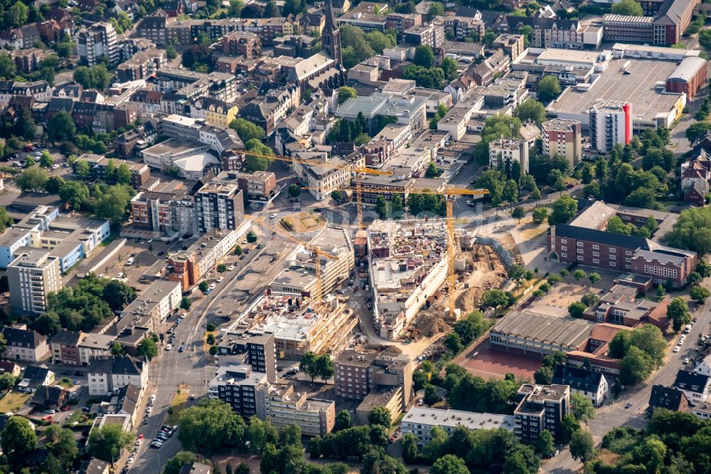 Luftaufnahme Herten - Baustelle zum Neubau eines Wohn- und Geschäftshauses Hertener Höfe in Herten im Bundesland Nordrhein-Westfalen, Deutschland