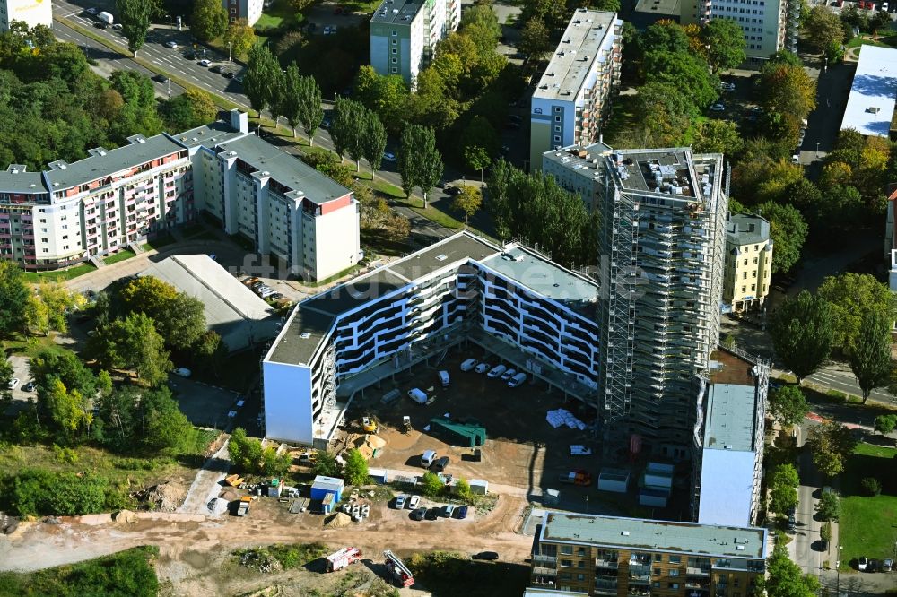 Luftbild Magdeburg - Baustelle zum Neubau eines Wohn- und Geschäftshauses LUISENCARRÉ im Ortsteil Zentrum in Magdeburg im Bundesland Sachsen-Anhalt, Deutschland