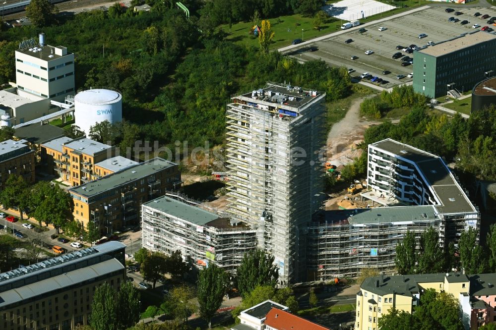 Luftbild Magdeburg - Baustelle zum Neubau eines Wohn- und Geschäftshauses LUISENCARRÉ im Ortsteil Zentrum in Magdeburg im Bundesland Sachsen-Anhalt, Deutschland