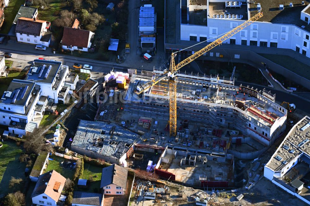 Luftaufnahme Neumarkt in der Oberpfalz - Baustelle zum Neubau eines Wohn- und Geschäftshauses Schwarzach 7 in Neumarkt in der Oberpfalz im Bundesland Bayern, Deutschland