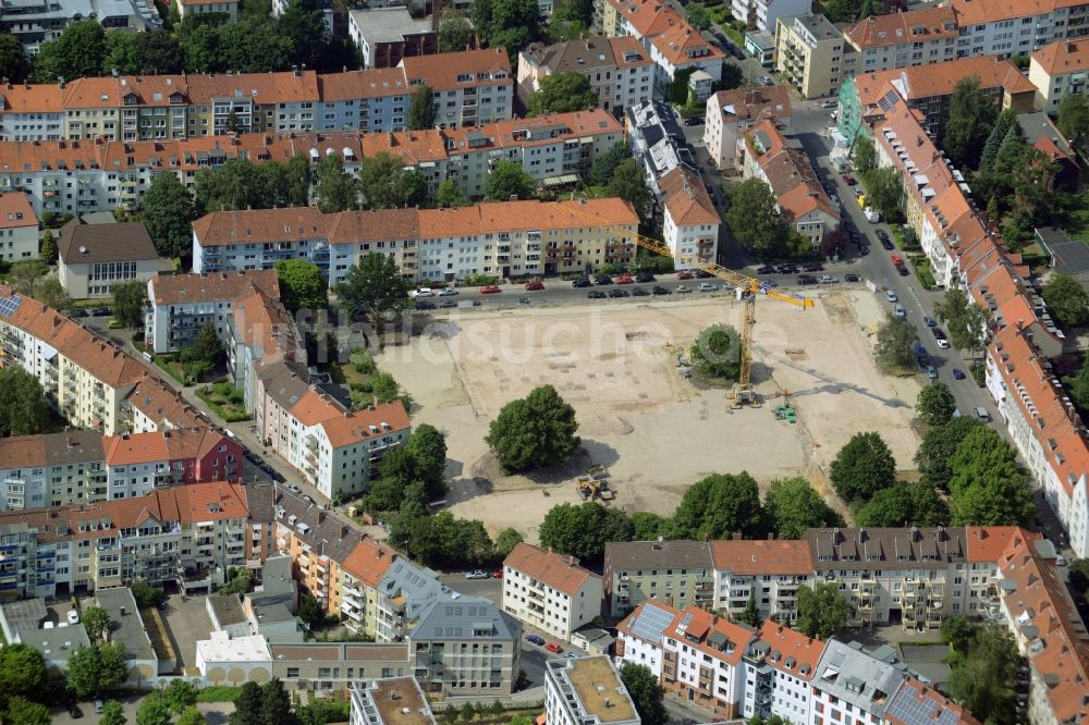 Luftbild Hannover - Baustelle zum Neubau eines Wohn- und Geschäftshauskomplexes auf dem Abrißgelände der ehemaligen Schule an der Birkenstraße in der Südstadt in Hannover im Bundesland Niedersachsen