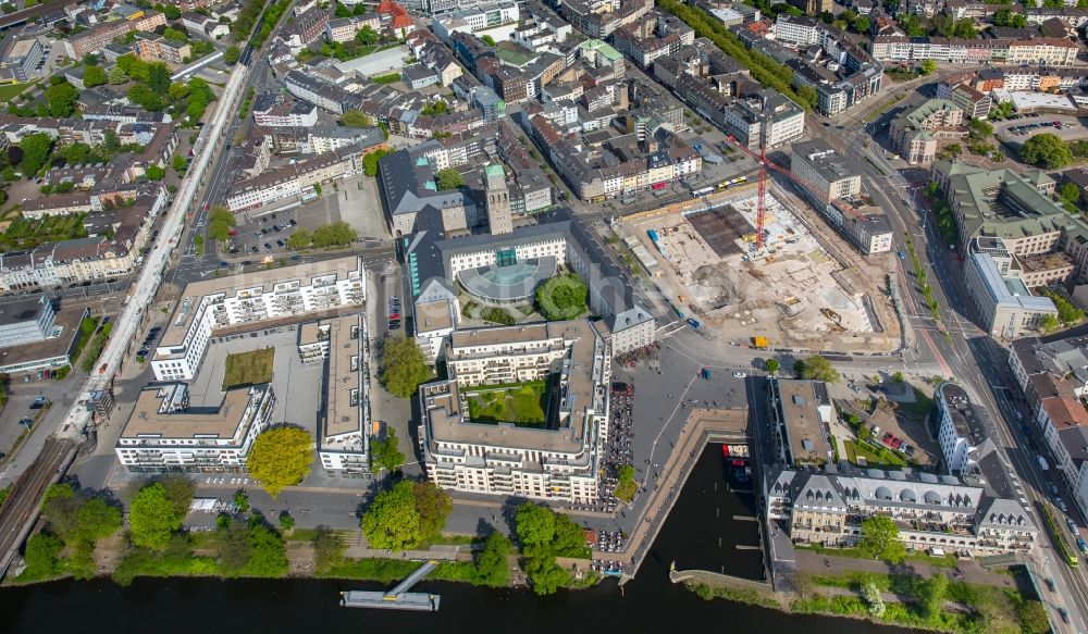 Luftbild Mülheim an der Ruhr - Baustelle zum Neubau eines Wohn- und Geschäftshausviertels in Mülheim an der Ruhr im Bundesland Nordrhein-Westfalen