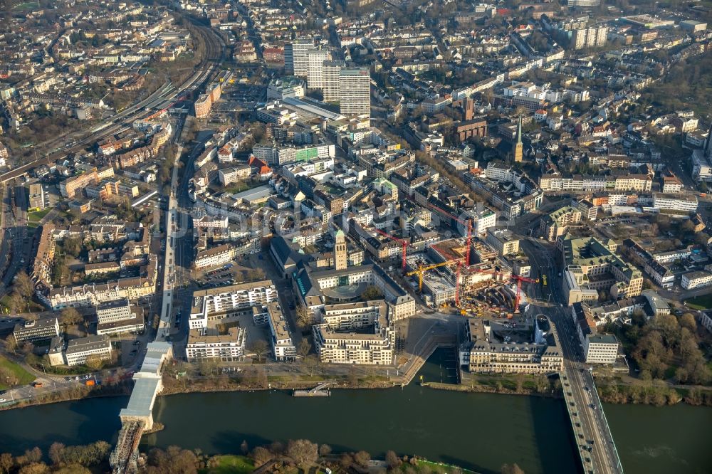 Luftbild Mülheim an der Ruhr - Baustelle zum Neubau eines Wohn- und Geschäftshausviertels in Mülheim an der Ruhr im Bundesland Nordrhein-Westfalen