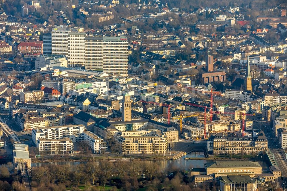 Luftbild Mülheim an der Ruhr - Baustelle zum Neubau eines Wohn- und Geschäftshausviertels in Mülheim an der Ruhr im Bundesland Nordrhein-Westfalen