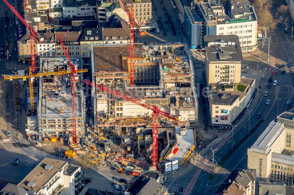 Mülheim an der Ruhr von oben - Baustelle zum Neubau eines Wohn- und Geschäftshausviertels in Mülheim an der Ruhr im Bundesland Nordrhein-Westfalen