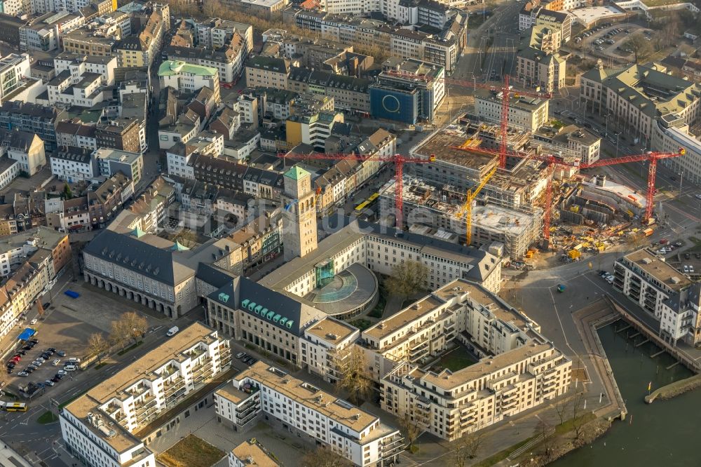 Mülheim an der Ruhr von oben - Baustelle zum Neubau eines Wohn- und Geschäftshausviertels in Mülheim an der Ruhr im Bundesland Nordrhein-Westfalen