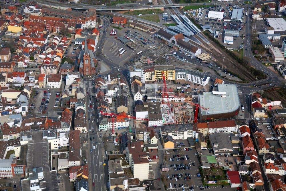 Luftaufnahme Bad Kreuznach - Baustelle zum Neubau von Wohn- und Geschäftshäusern im Bereich der Mannheimer Straße in Bad Kreuznach im Bundesland Rheinland-Pfalz