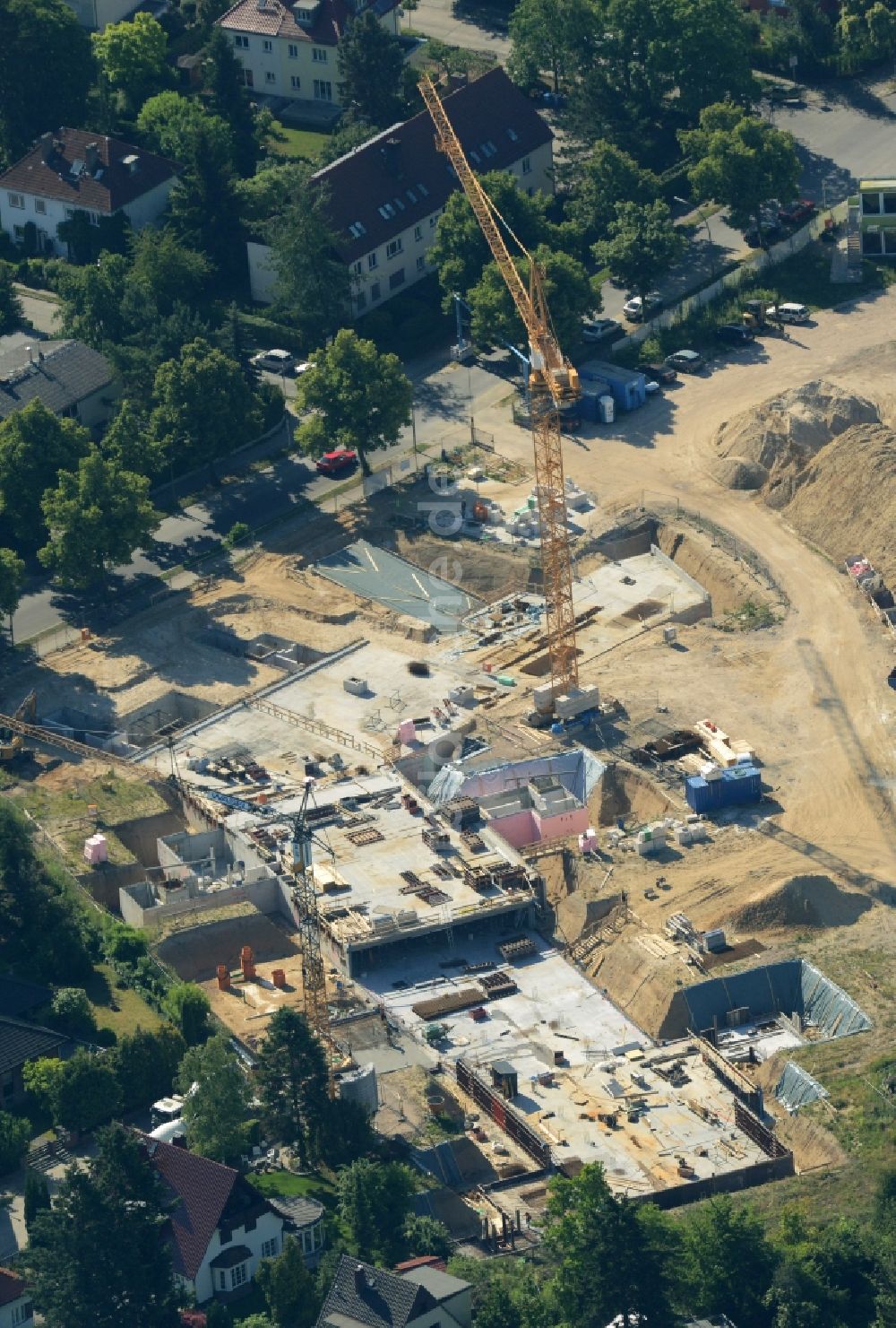 Luftbild Berlin - Baustelle zum Neubau der Wohnanlage Alte Gärtnerei an im Ortsteil Zehlendorf in Berlin