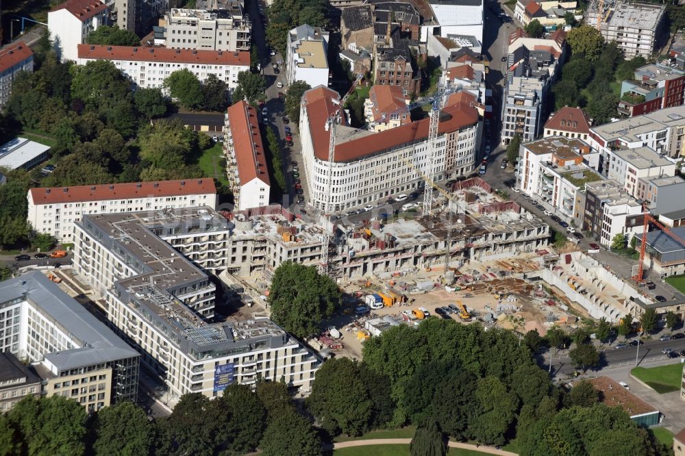 Dresden von oben - Baustelle zum Neubau einer Wohnanlage in Dresden im Bundesland Sachsen