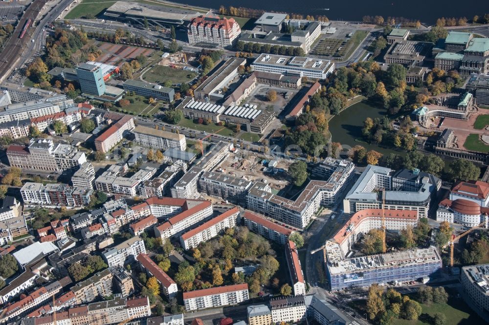 Dresden von oben - Baustelle zum Neubau einer Wohnanlage in Dresden im Bundesland Sachsen