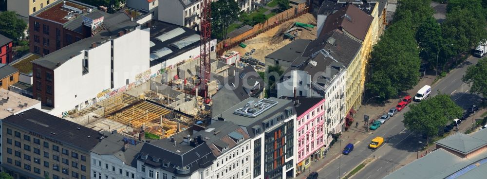 Hamburg St. Pauli von oben - Baustelle zum Neubau der Wohnanlage Neuer Kamp durch die Riedel Bau GmbH im Stadtteil St. Pauli von Hamburg