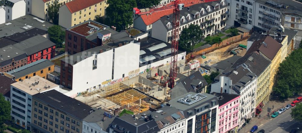 Hamburg St. Pauli aus der Vogelperspektive: Baustelle zum Neubau der Wohnanlage Neuer Kamp durch die Riedel Bau GmbH im Stadtteil St. Pauli von Hamburg