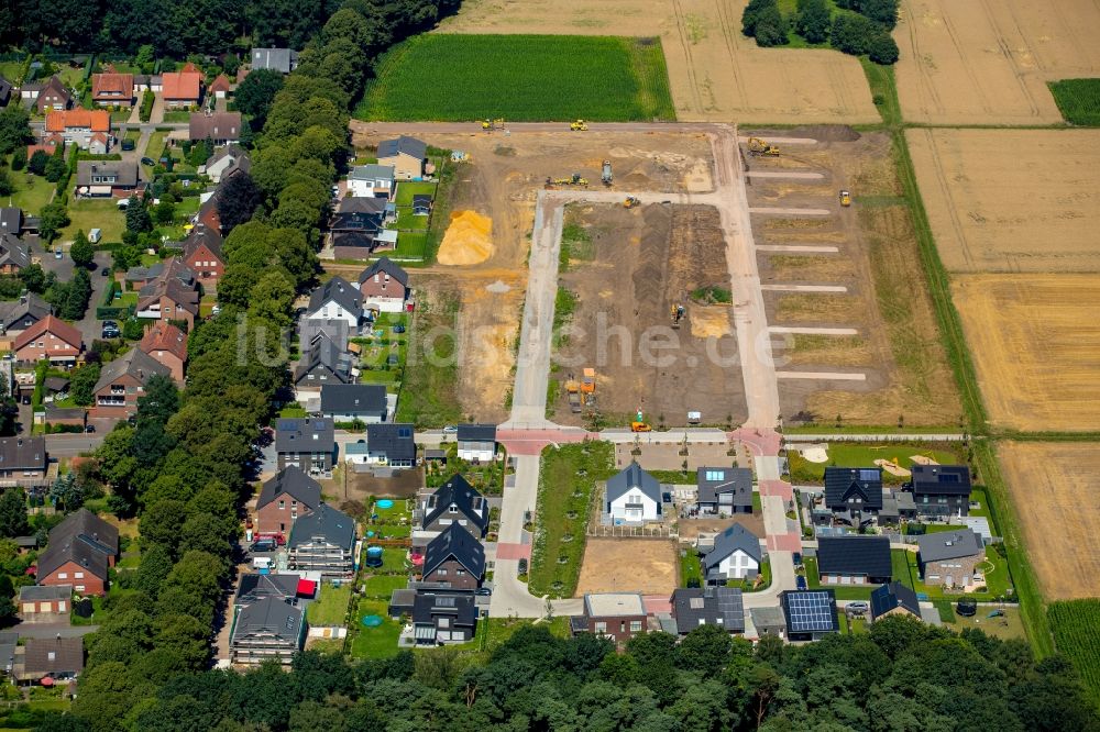 Luftbild Dorsten - Baustelle zum Neubau- Wohngebiet einer Einfamilienhaus- Siedlung in Dorsten - Wulfen im Bundesland Nordrhein-Westfalen