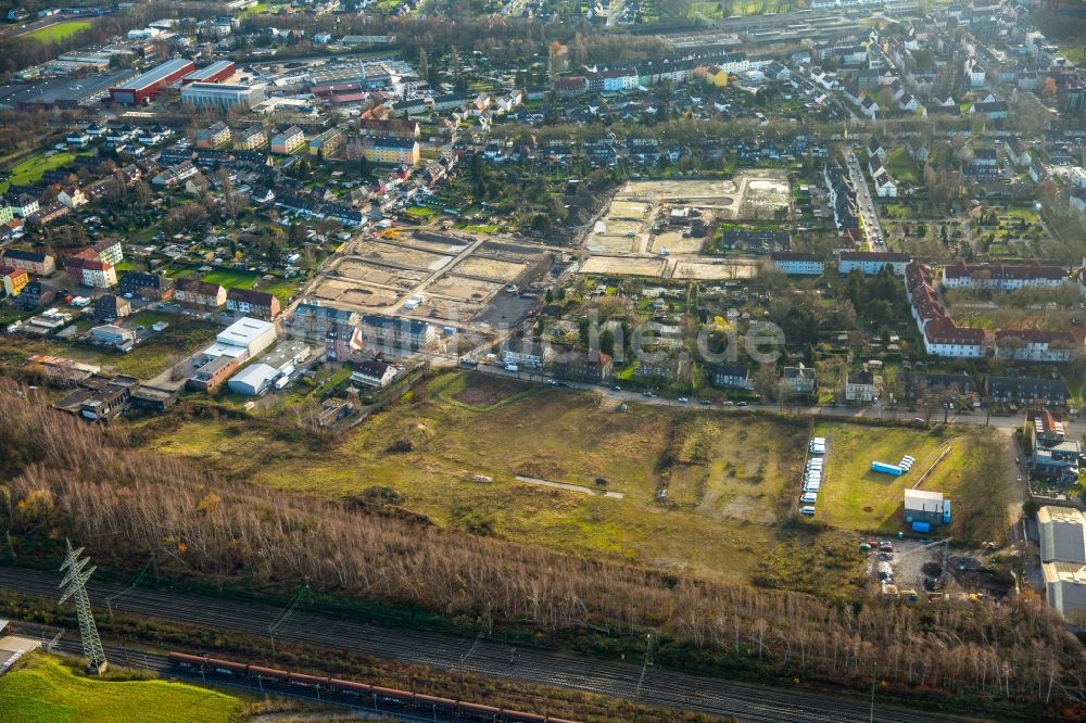 Gelsenkirchen aus der Vogelperspektive: Baustelle zum Neubau- Wohngebiet einer Einfamilienhaus- Siedlung in Gelsenkirchen im Bundesland Nordrhein-Westfalen