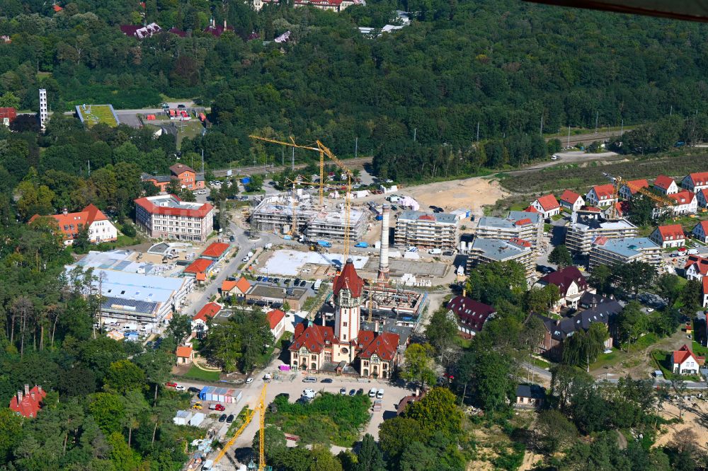 Luftbild Beelitz - Baustelle zum Neubau eines Wohngebiets Quartier Beelitz-Heilstätten in Beelitz im Bundesland Brandenburg, Deutschland