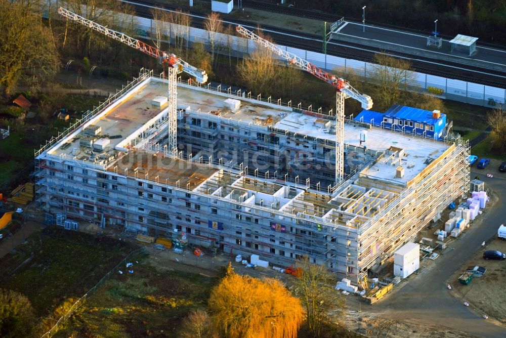 Hamburg von oben - Baustelle zum Neubau eines Wohnhauses Alte Wöhr - Saarlandstieg im Ortsteil Winterhude in Hamburg, Deutschland