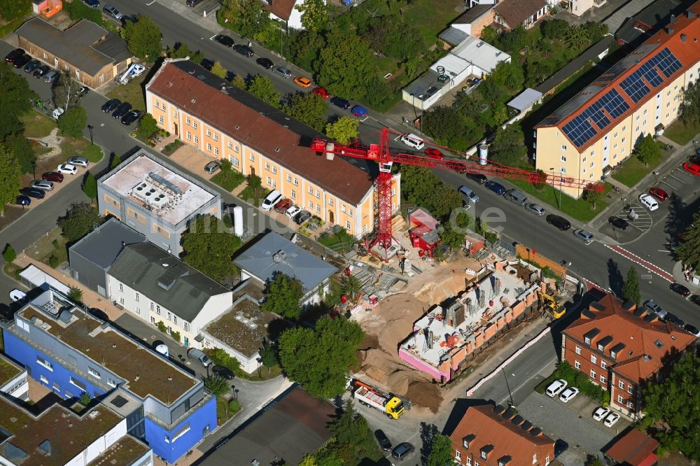 Luftbild Erlangen - Baustelle zum Neubau eines Wohnhauses Artilleriestraße - Von-der-Tann-Straße in Erlangen im Bundesland Bayern, Deutschland