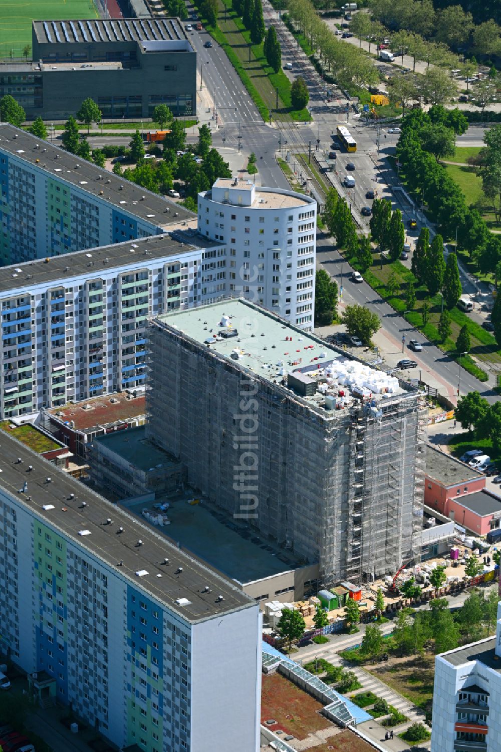 Berlin aus der Vogelperspektive: Baustelle zum Neubau eines Wohnhauses in Berlin, Deutschland