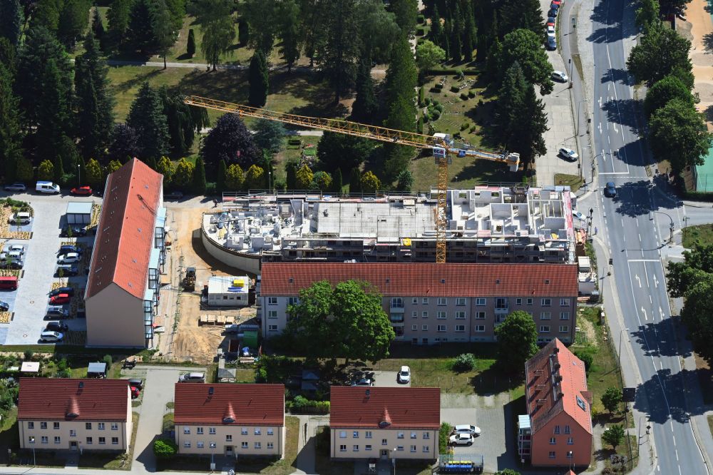 Luftaufnahme Bernau - Baustelle zum Neubau eines Wohnhauses in Bernau im Bundesland Brandenburg, Deutschland