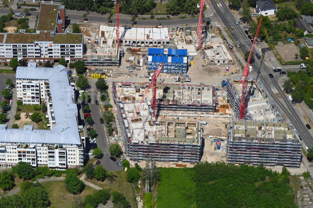 Luftbild Berlin - Baustelle zum Neubau eines Wohnhauses Ferdinand's Garden im Ortsteil Hohenschönhausen in Berlin, Deutschland