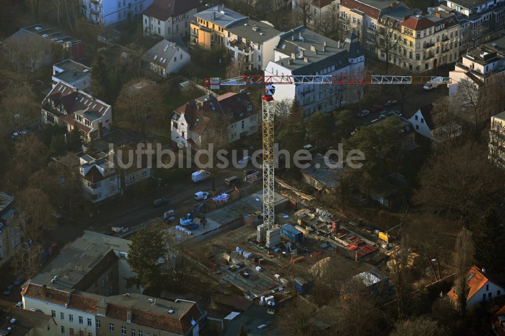 Luftaufnahme Berlin - Baustelle zum Neubau eines Wohnhauses der GESOBAU AG im Ortsteil Niederschönhausen in Berlin, Deutschland